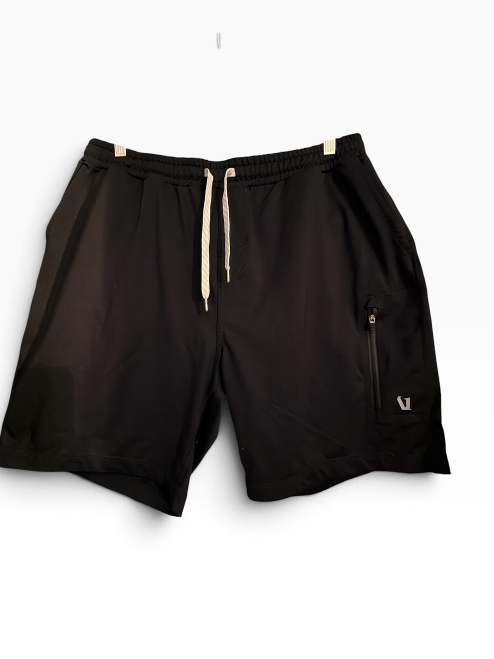 Vuori Black Athletic Drawstring Shorts with Zip Pocket